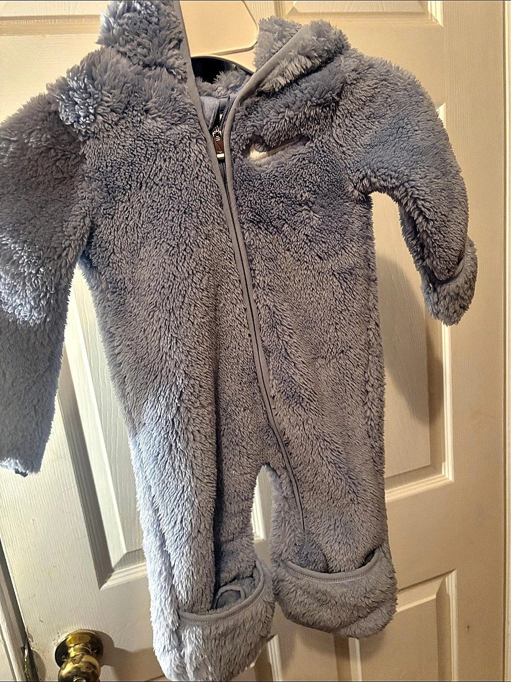 Nike Baby Gray Fleece Hooded Footie Like New